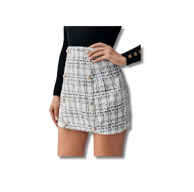 Plaid Tweed Mini Skirt