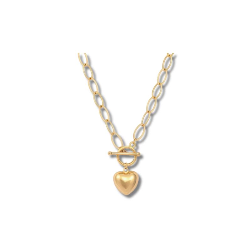 Heart Pendant Toggle Charm Necklace