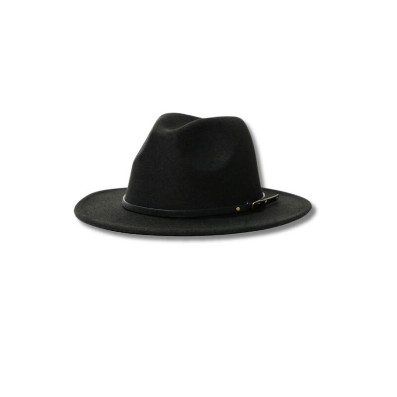 Felt Panama Hats Classic Wide Brim Rancher Fedora with Belt Buckle