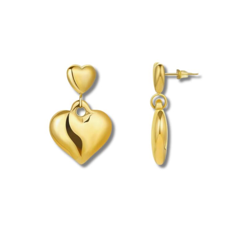 18K Gold Heart Earrings