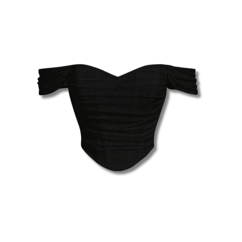 Off Shoulder Zip Back Crop Top