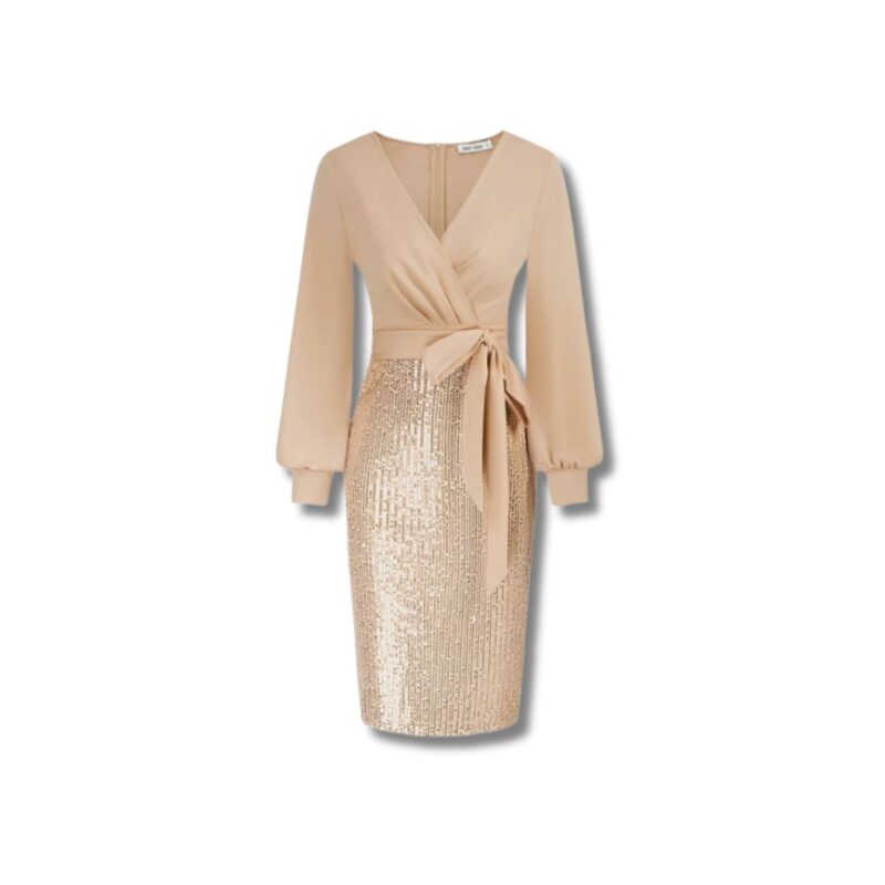 Sequin Long Sleeve Cocktail Dress