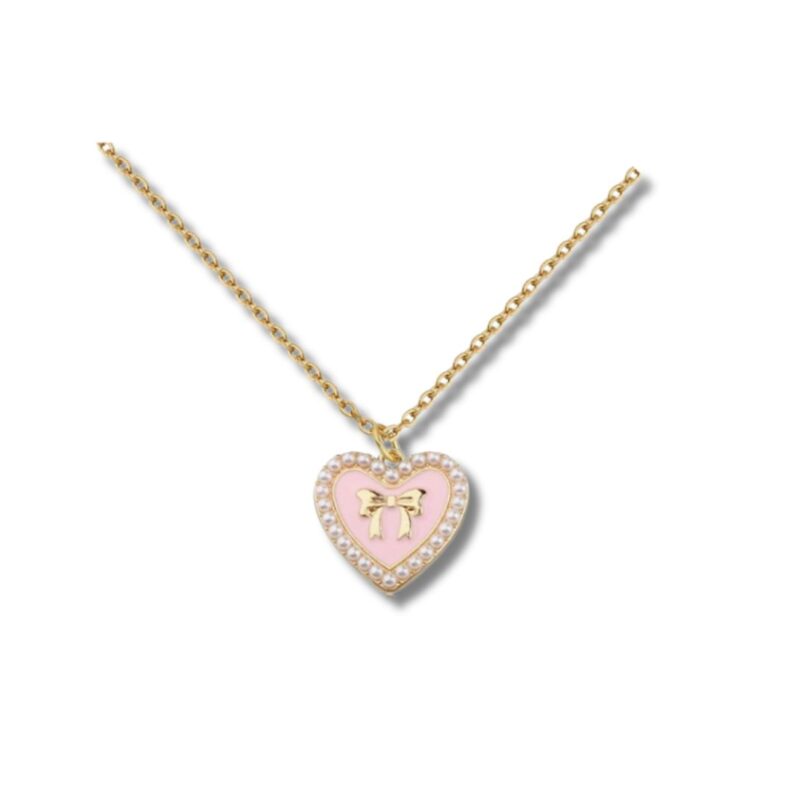 Pink Bow Pearl Coquette Necklace