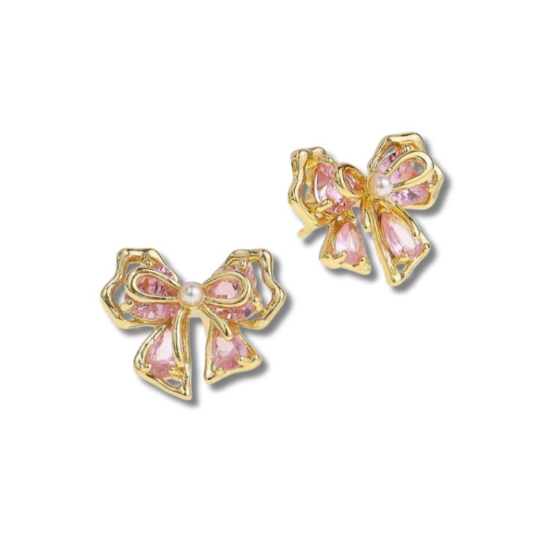 Gold Bow Stud Earrings
